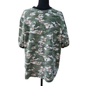 Ecko Unltd Vintage 90s Green White & Gold Dollar Sign Cloud Print Tee Large